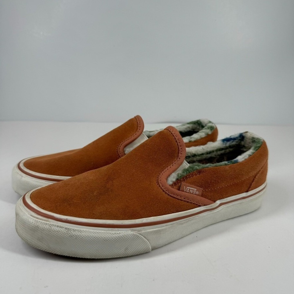 Vans Classic Slip-On Men's 5 Women's 6.5 Sunburn Aztec Suede Sherpa Sneakers